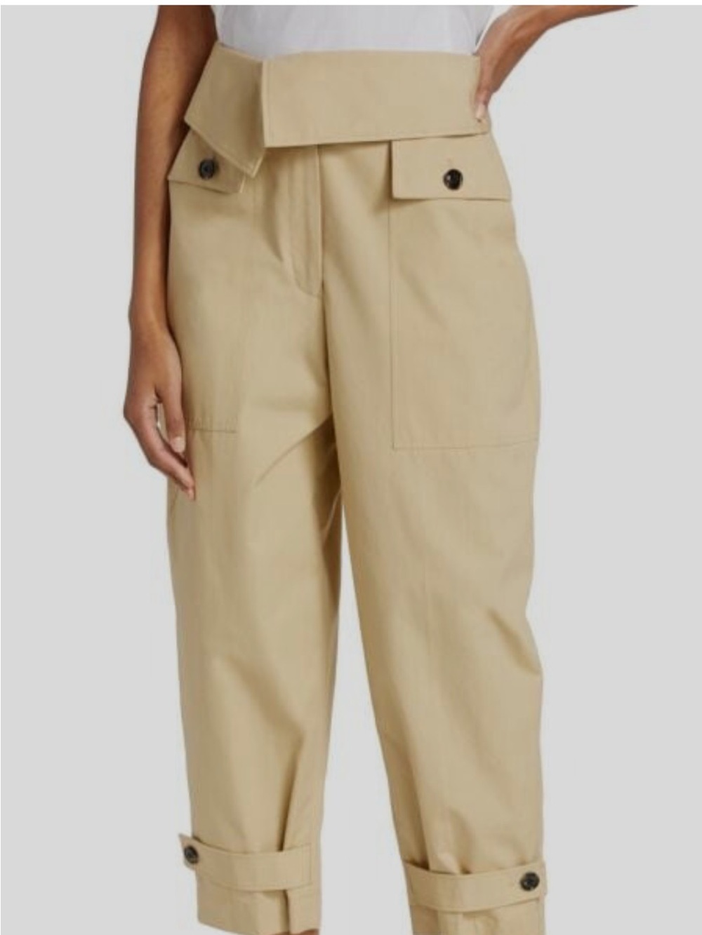 3.1 Phillip Lim Beige High-Waist Cargo Crop Pants
